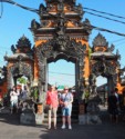 June and Linda at the entrance to Tanah Lot